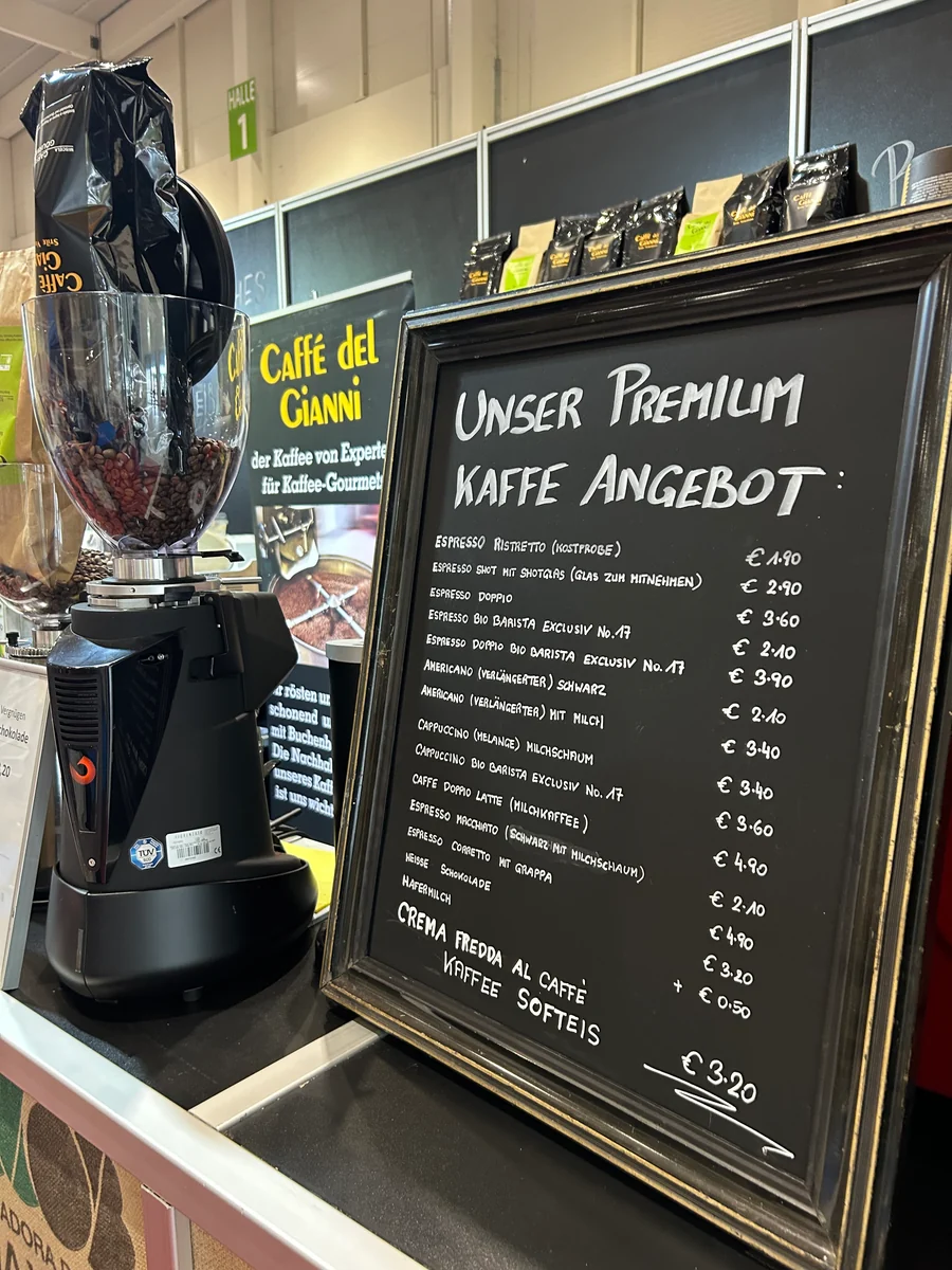 Kaffeekarte am Caffè-del-Gianni-Messestand
